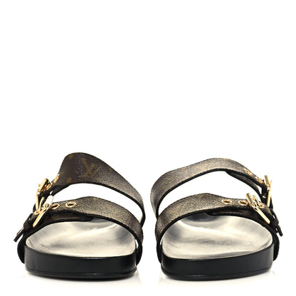 Louis Vuitton Monogram Bom Dia Mule Sandals 39 Black 2 of 8