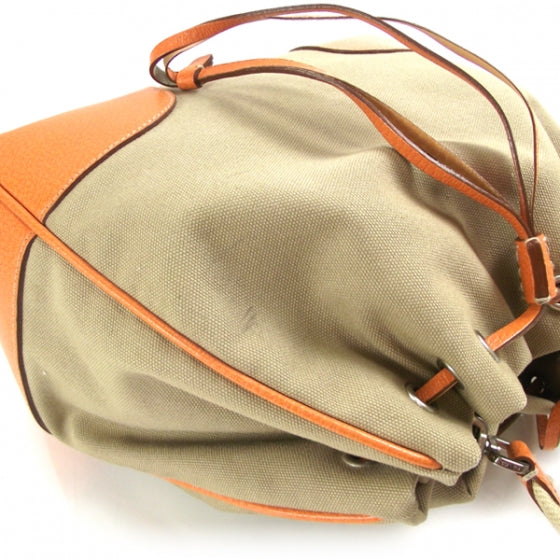 Canvas Leather Drawstring Tote