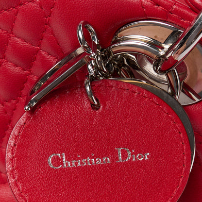 Christian Dior CHRISTIAN DIOR Lambskin Cannage Medium Lady Dior Red 9 of 13