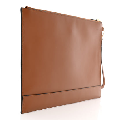 Fendi Vitello King Logo Embossed Large Flat Pouch Cuoio 3 of 8