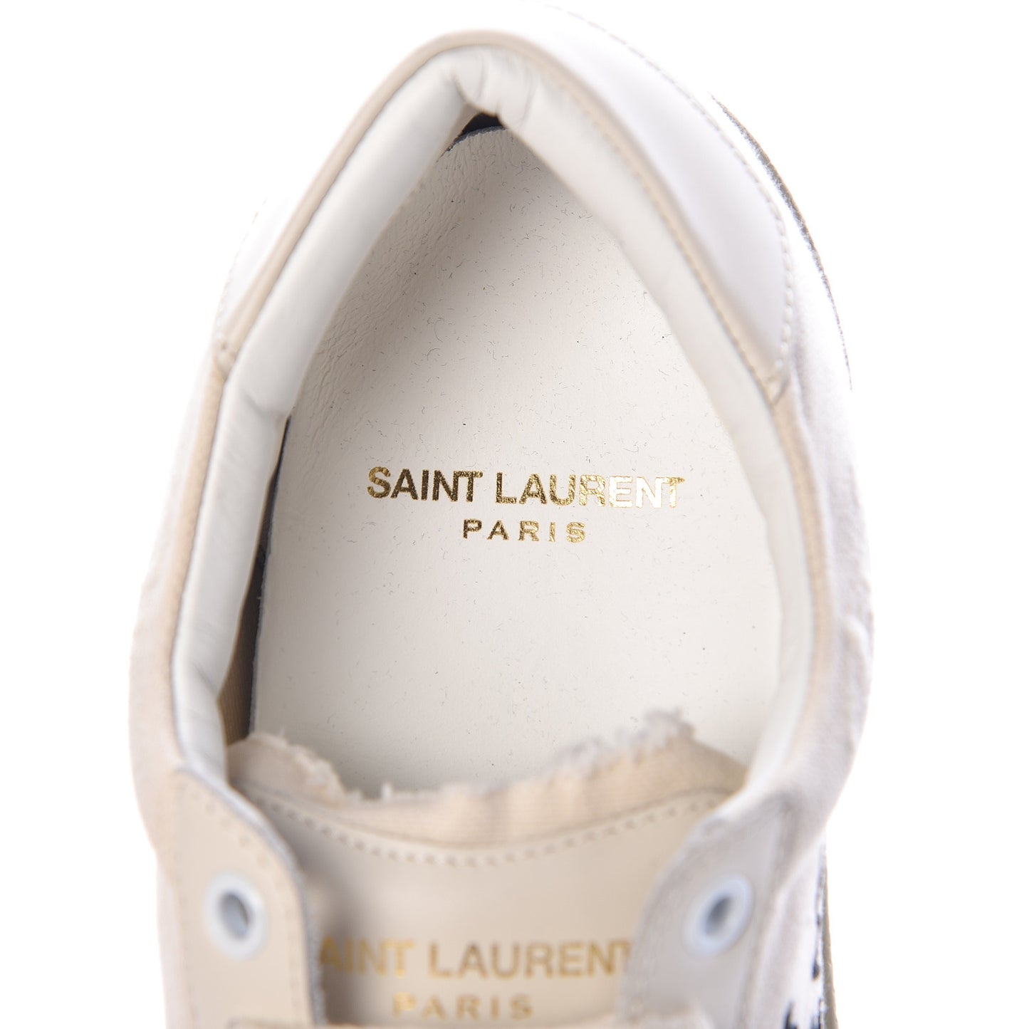 Distressed Canvas Court Classic Sneakers 36 Panna