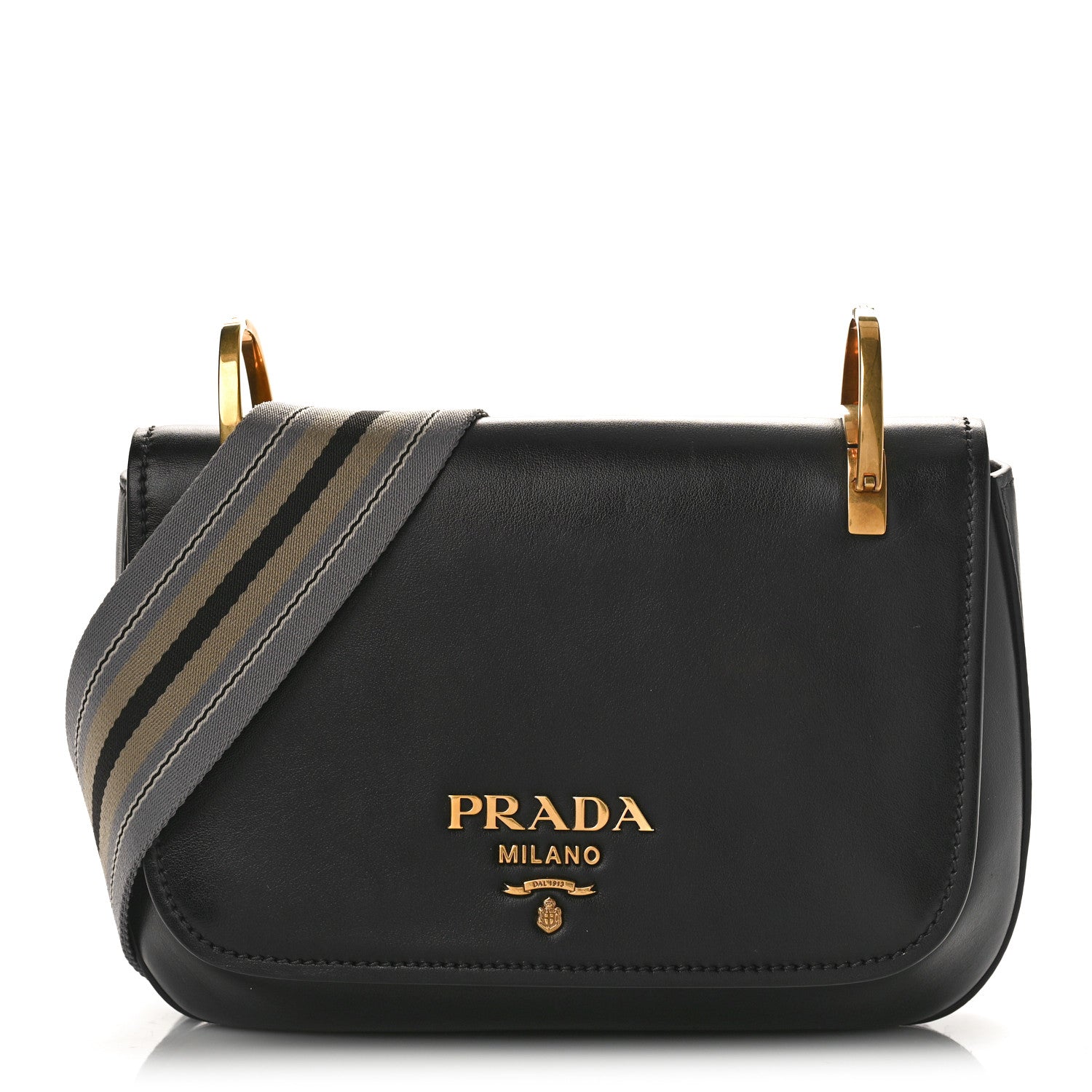 Prada City Calf Pionniere Saddle Bag Black 1 of 8