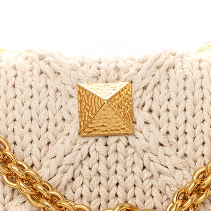 Valentino Garavani Knit Medium Roman Stud Shoulder Bag Ecru 7 of 9