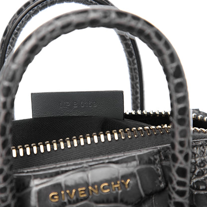 Givenchy Calfskin Crocodile Embossed Mini Antigona Storm Grey 6 of 10