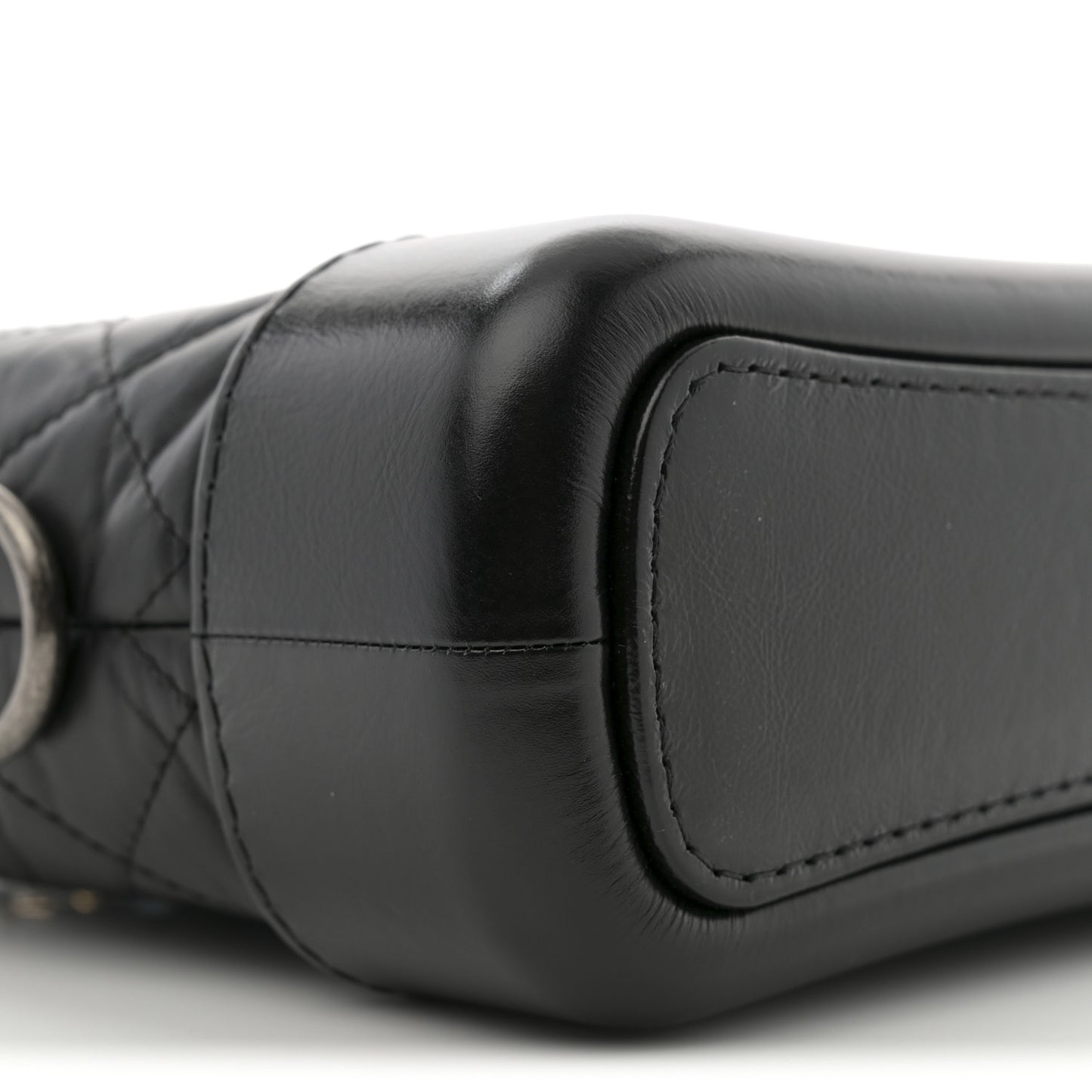 Aged Calfskin Quilted Small Gabrielle Hobo Black
