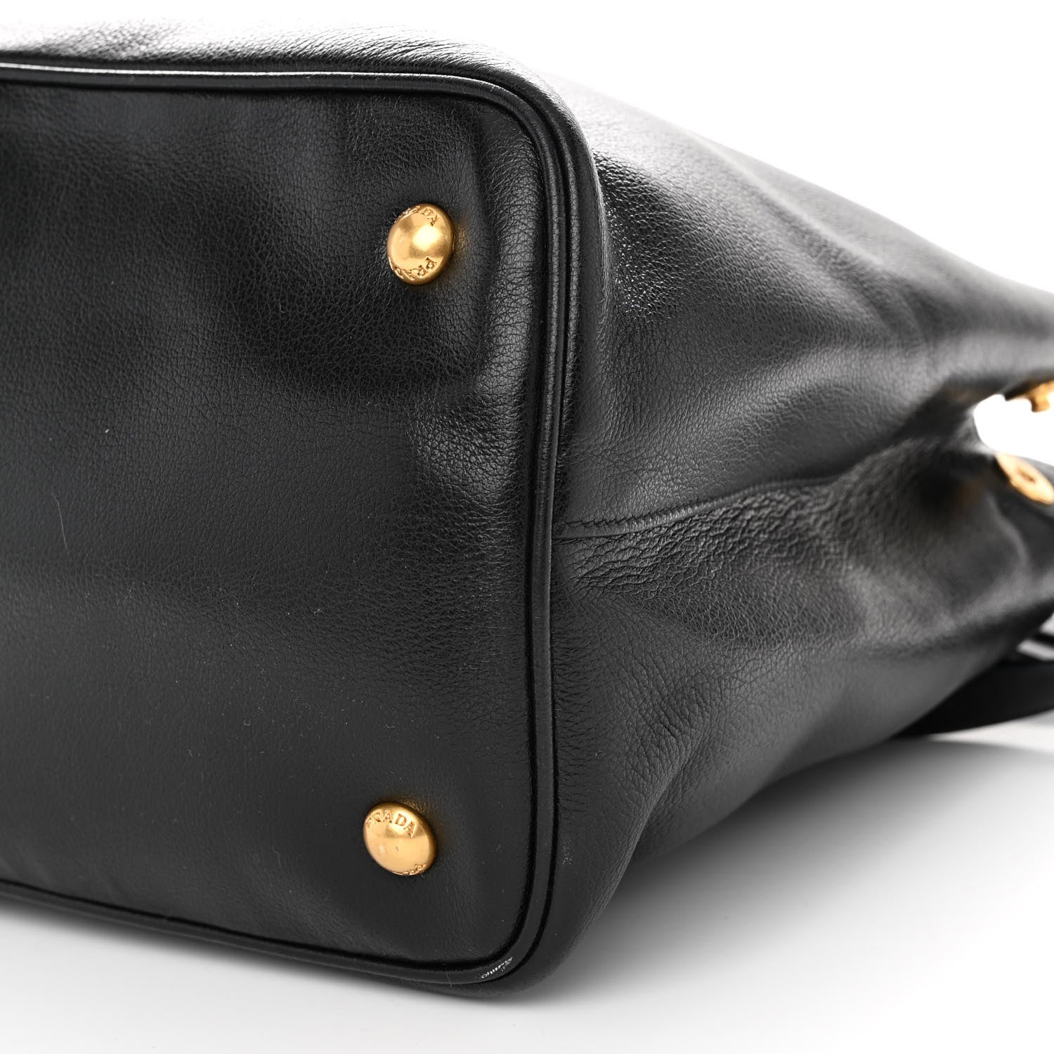 Prada Glace Calfskin Embossed Logo Tote Black 10 of 11
