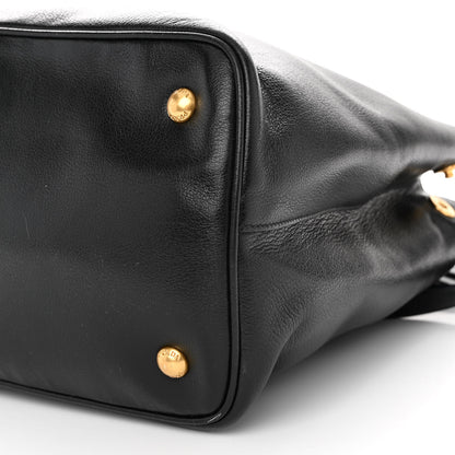 Prada Glace Calfskin Embossed Logo Tote Black 10 of 11