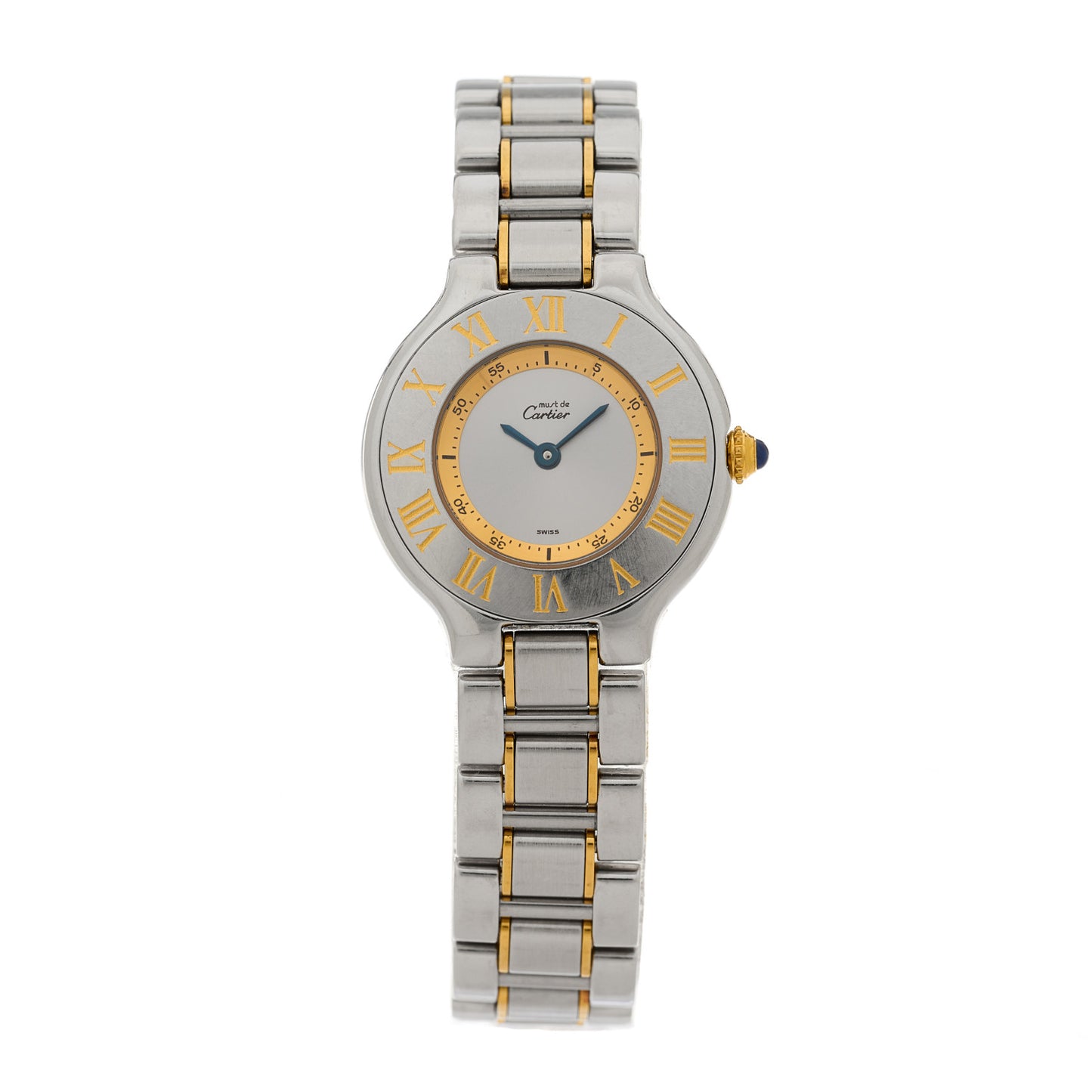 Stainless Steel 18K Yellow Gold 28mm Must de 21 Quartz Watch