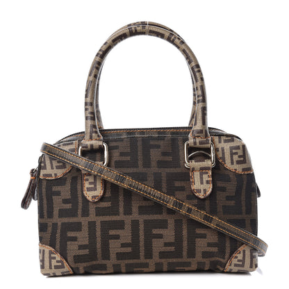 Fendi Zucca Zucchino Mixed Media Boston Tobacco 1 of 13