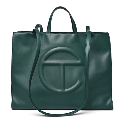 Telfar Vegan Leather Large Shopping Bag Dark Olive 1 of 9
