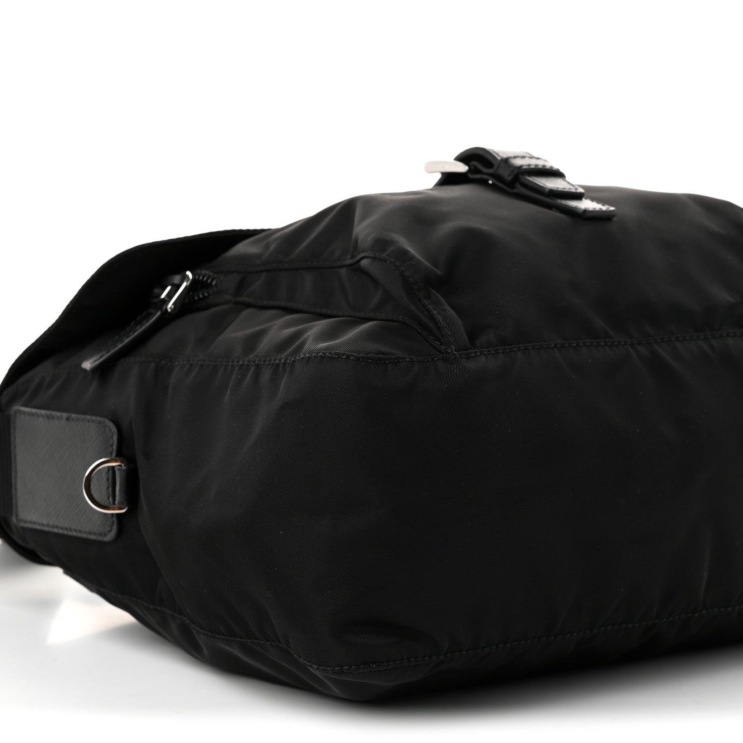 Prada Nylon Vela Saffiano Single Buckle Messenger Shoulder Bag Black 9 of 10