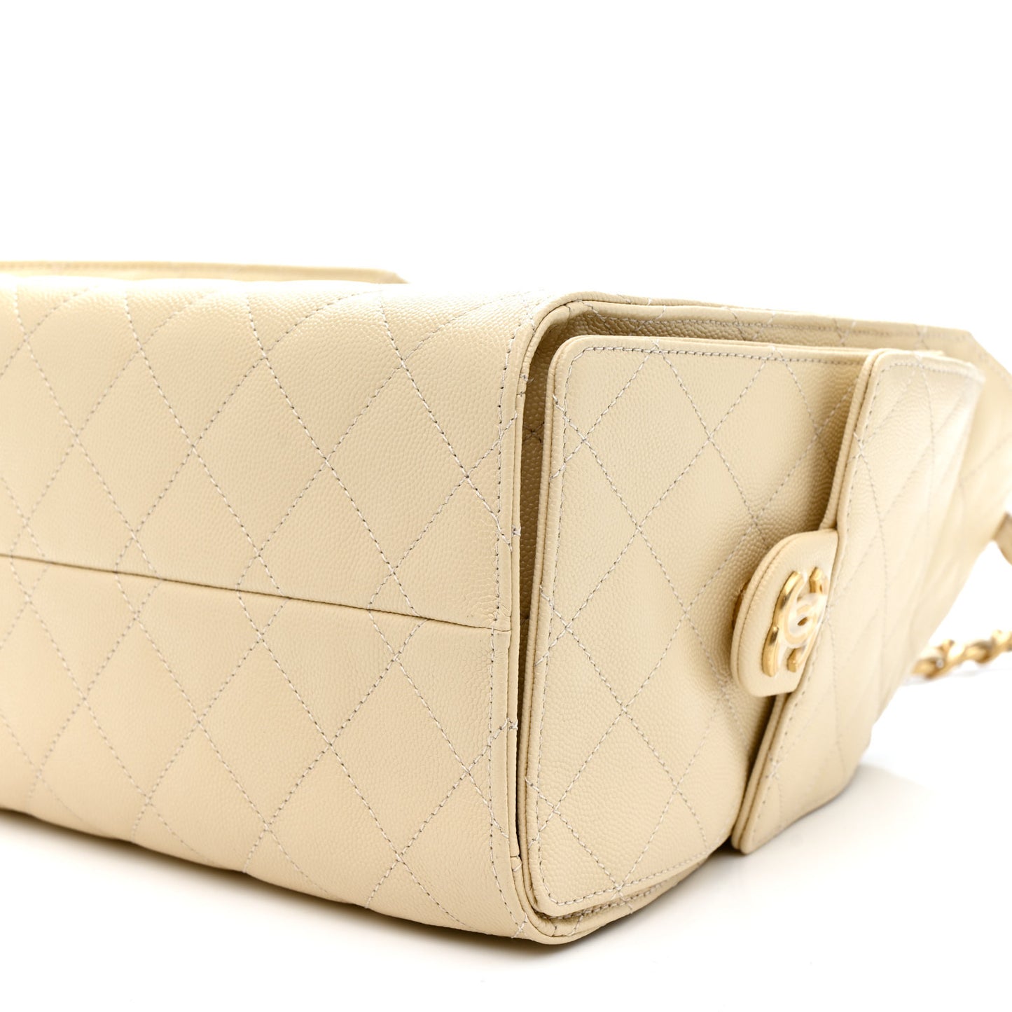 Caviar Quilted Small Chanel 25 Handbag Light Beige