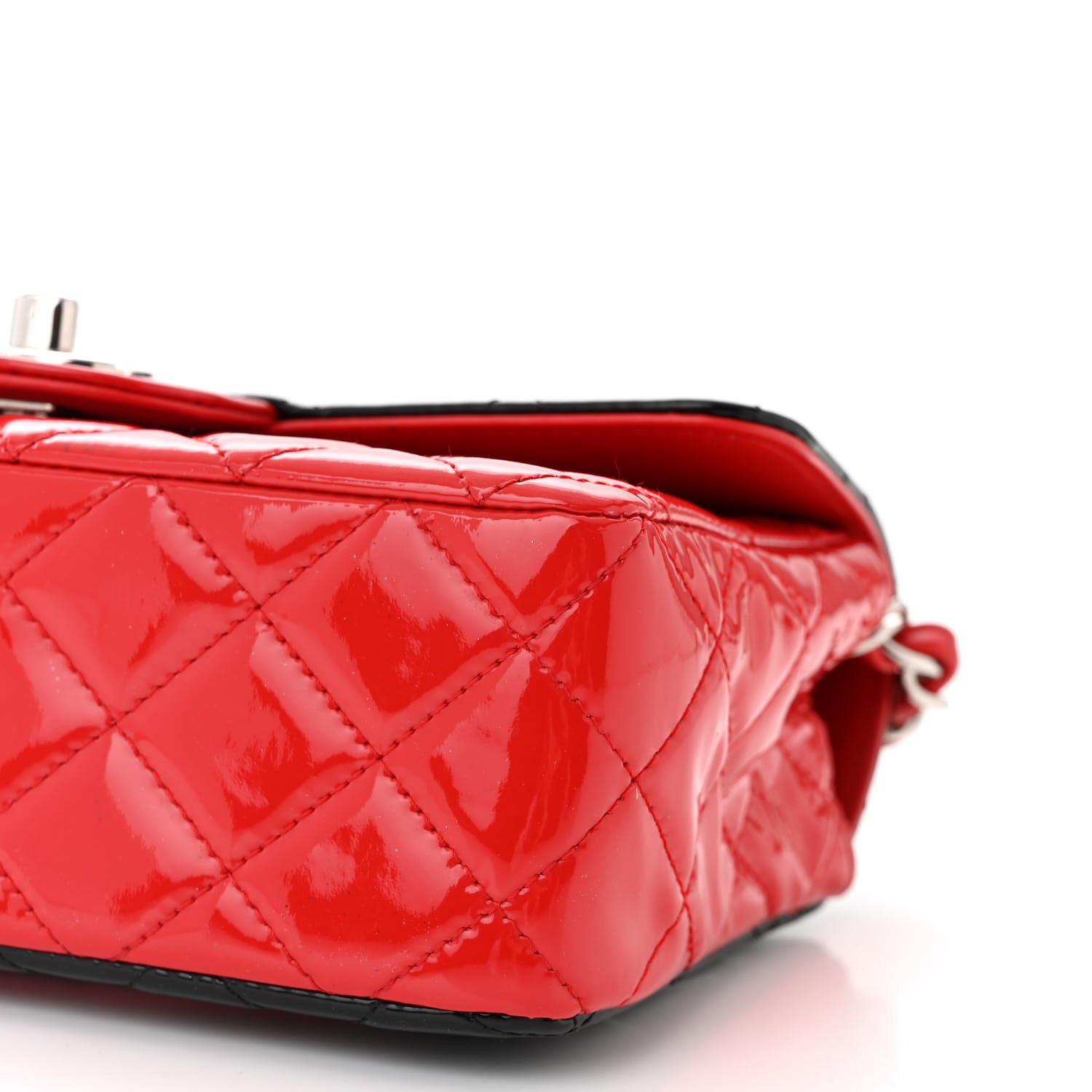 Chanel Patent Calfskin Quilted Bi-Color Mini Rectangular Flap Red Black 10 of 10