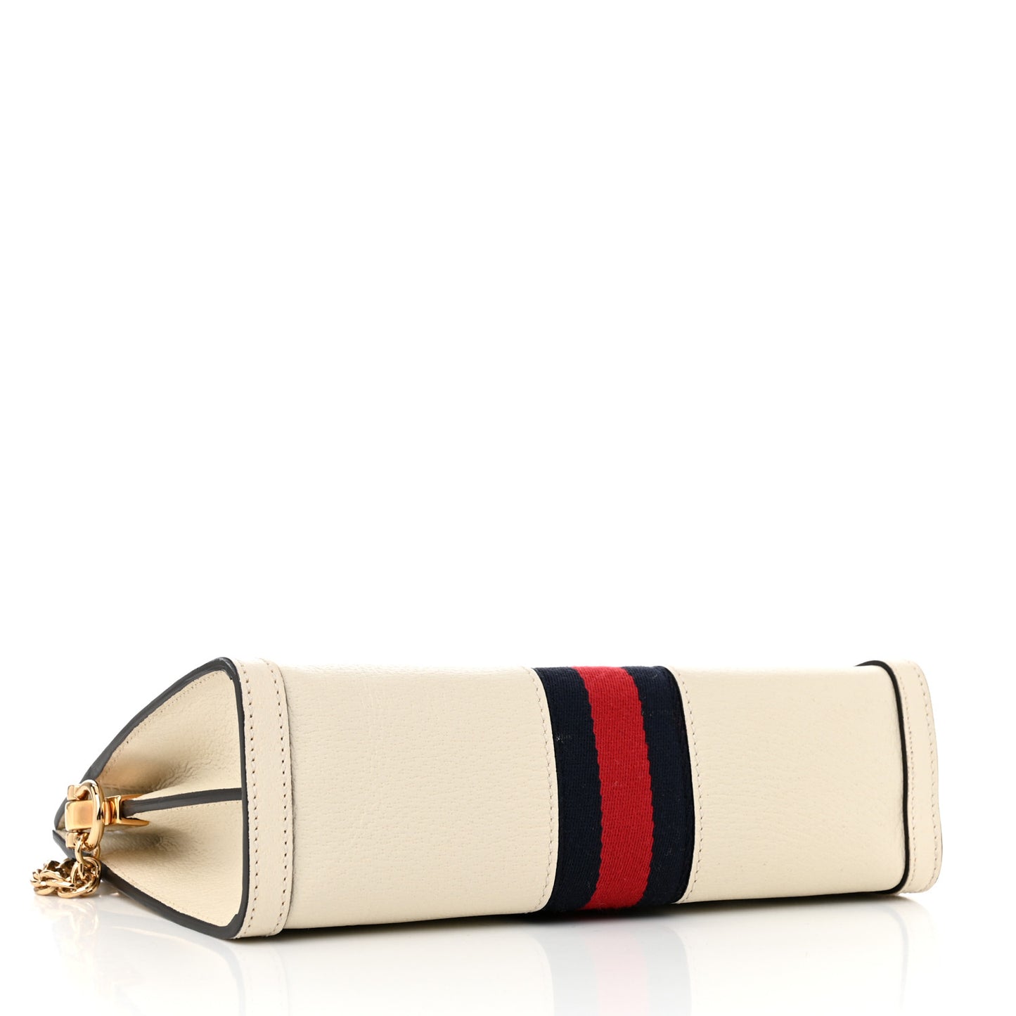 Textured Calfskin Web Small Ophidia Chain Shoulder Bag Mystic White