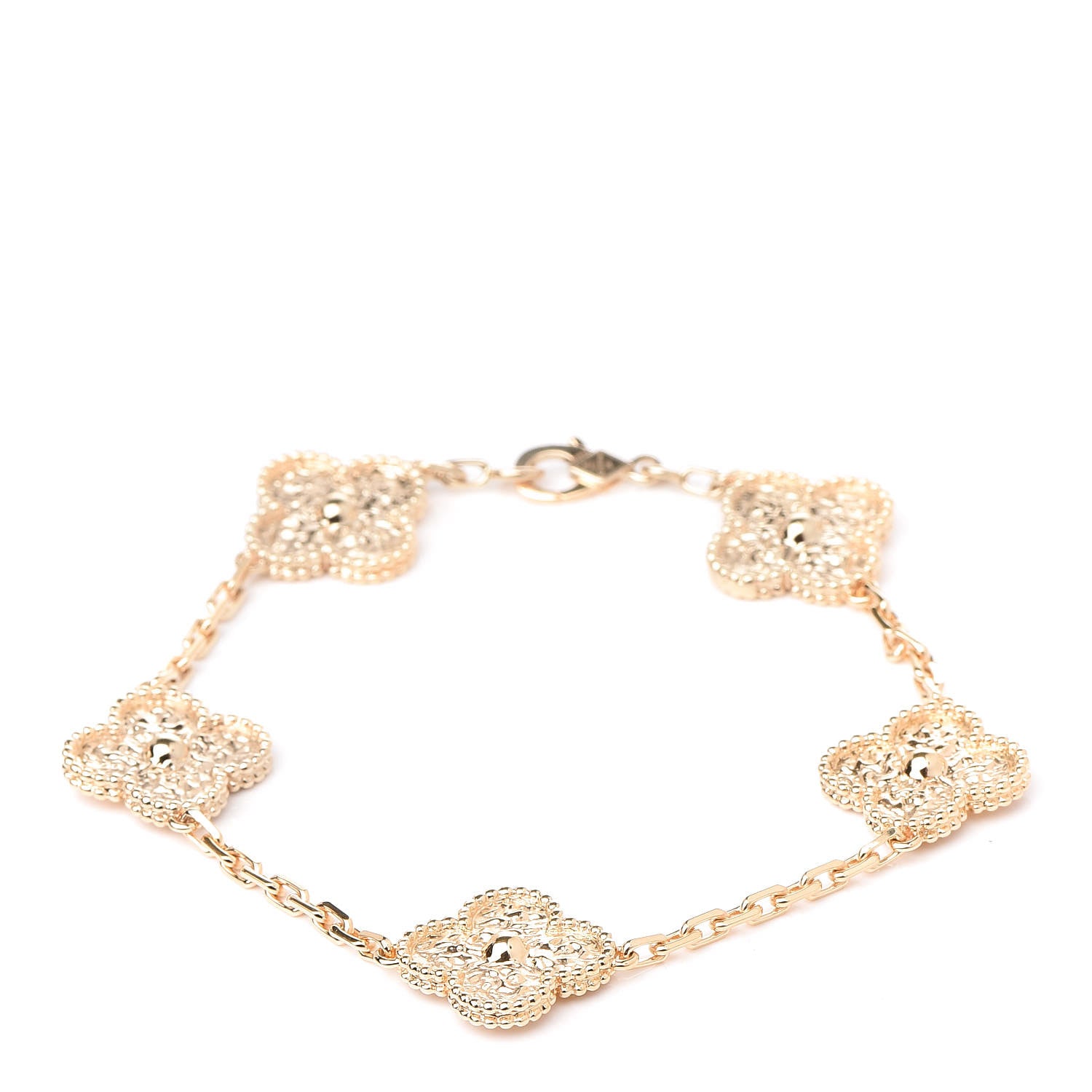 Van Cleef & Arpels 18K Yellow Gold 5 Motifs Vintage Alhambra Bracelet 1 of 5