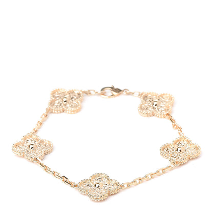 Van Cleef & Arpels 18K Yellow Gold 5 Motifs Vintage Alhambra Bracelet 1 of 5