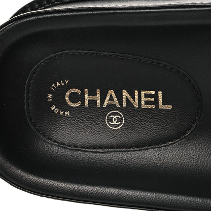 Chanel Lambskin Cha-Nel Mule Sandals 40 Black Multicolor 8 of 10