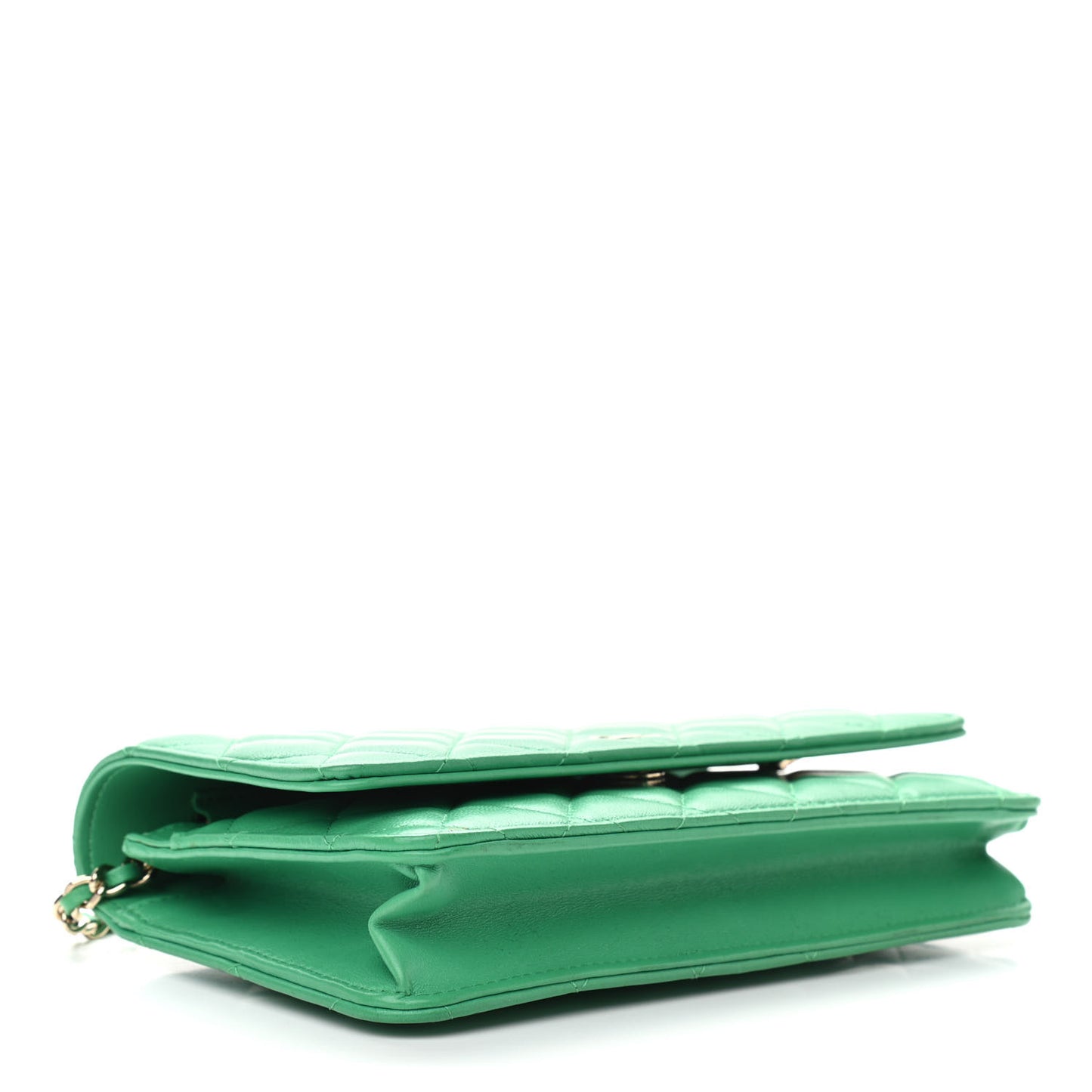 Lambskin Quilted Wallet On Chain WOC Green