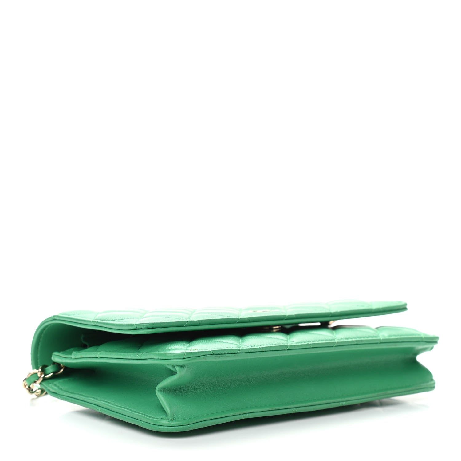 Chanel Lambskin Quilted Wallet On Chain WOC Green 3 of 12