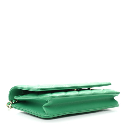 Chanel Lambskin Quilted Wallet On Chain WOC Green 3 of 12