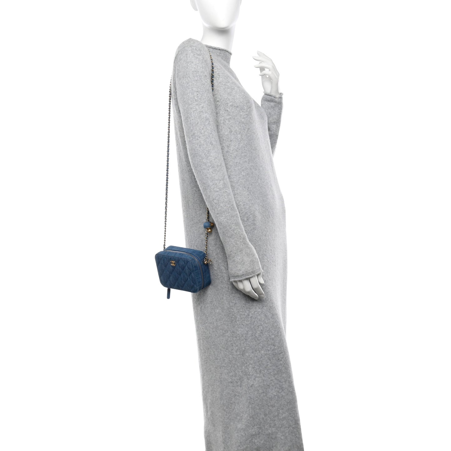 Denim Quilted CC Pearl Crush Camera Case Blue