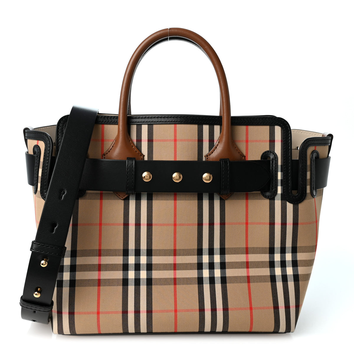 Burberry Calfskin Vintage Check Triple Stud Small Belt Bag Archive Beige 1 of 10