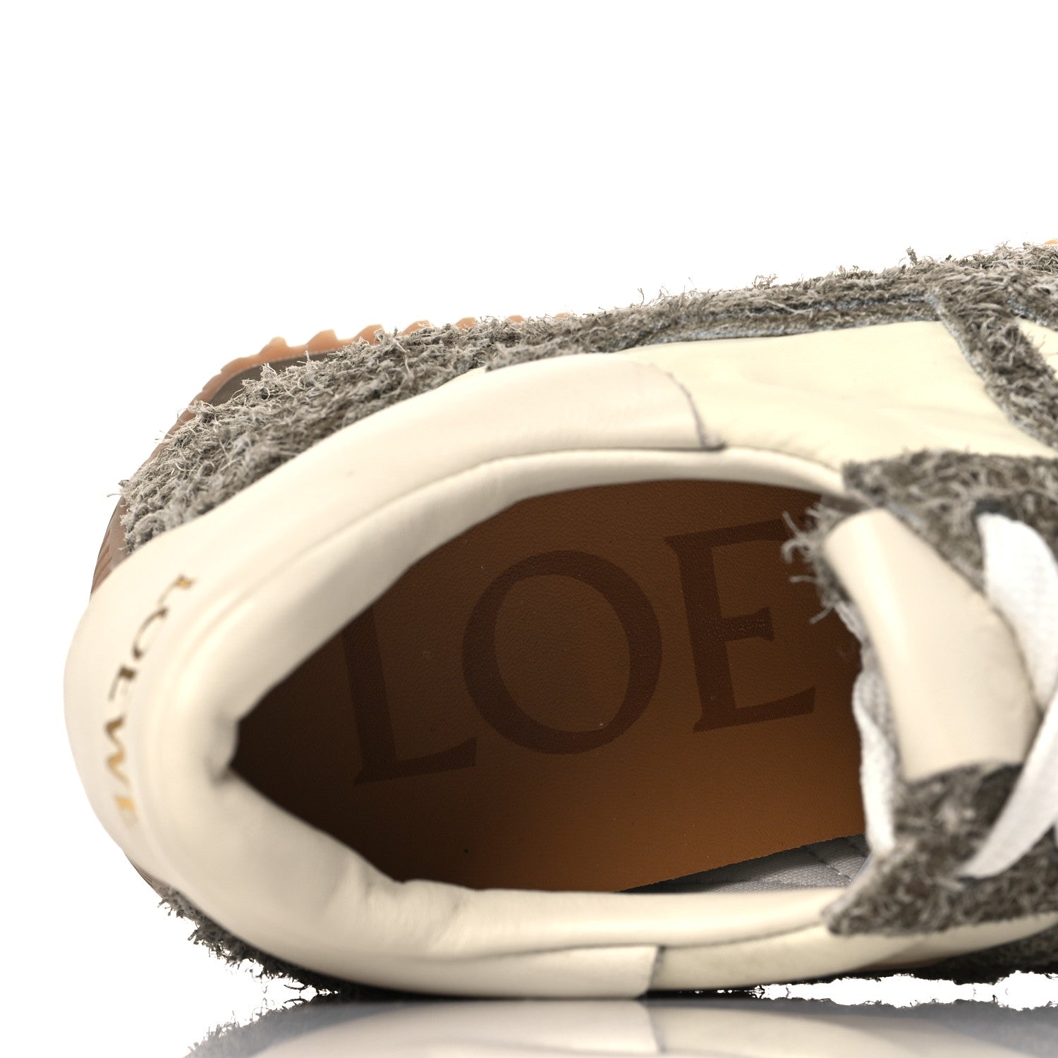 Loewe Nylon Brushed Suede Flow Runner Sneakers 36 Khaki Green Soft White 7 of 8