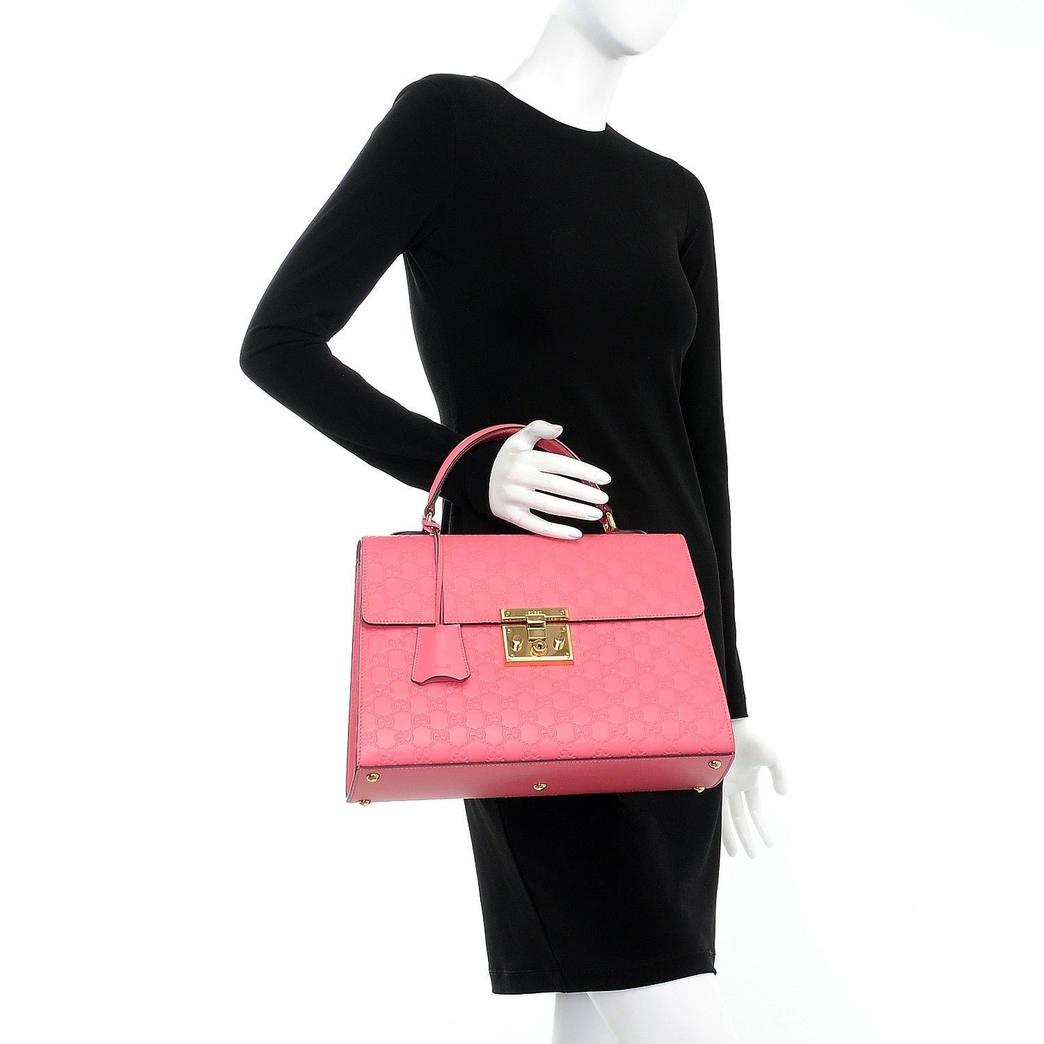 Gucci Guccissima Signature Medium Padlock Top Handle Bag Flush 3 of 9