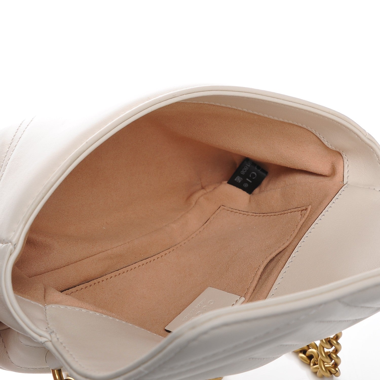 Gucci Calfskin Matelasse Pearly GG Marmont Chain Belt Bag Mystic White 5 of 7