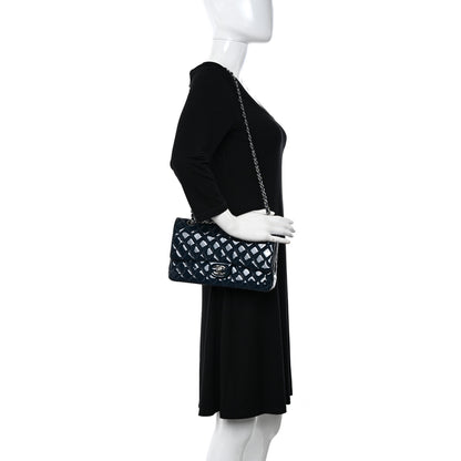 Chanel Patent Quilted Medium Double Flap Navy 2 of 13