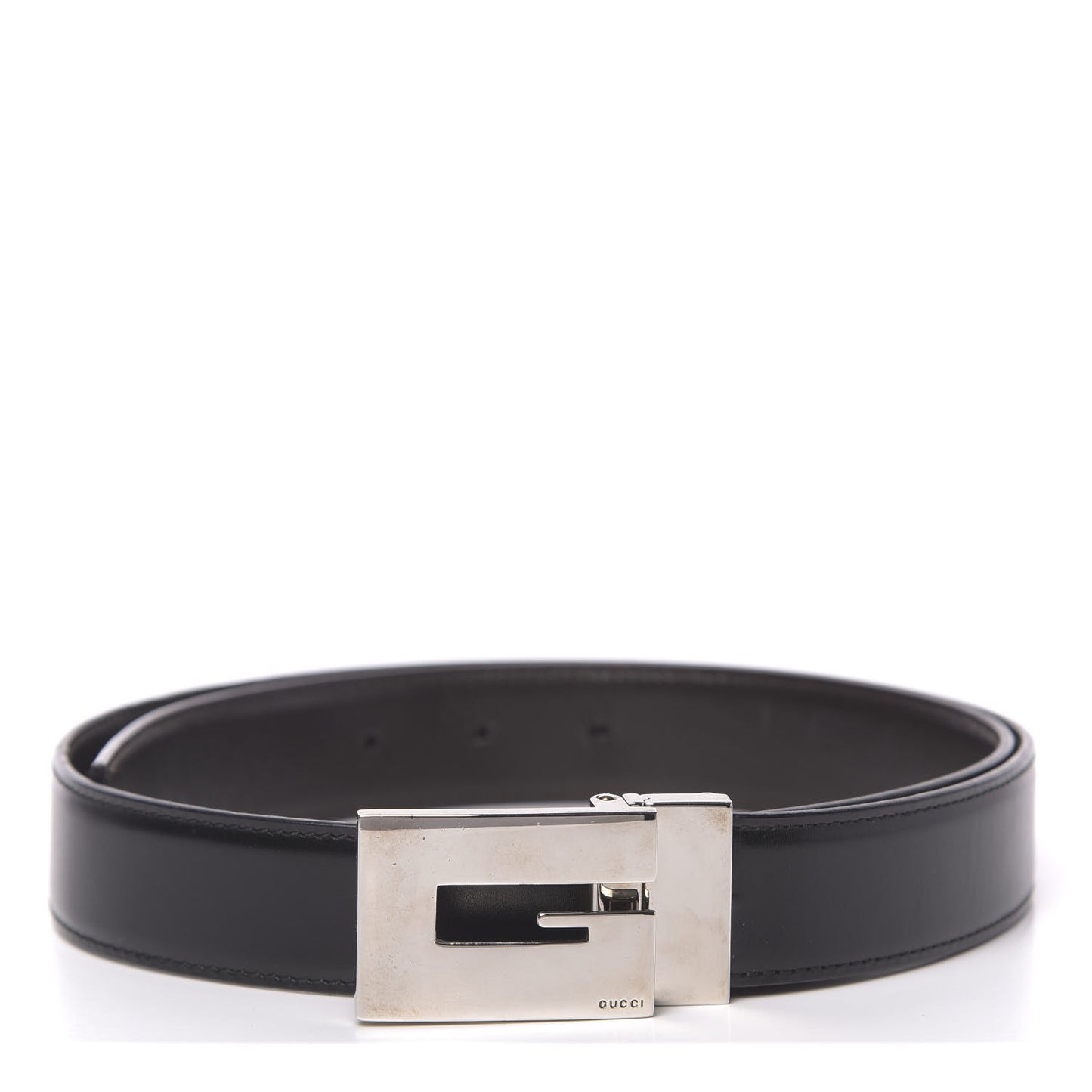 Calfskin Embossed Reversible Square G Buckle Belt 70 28 Black Brown