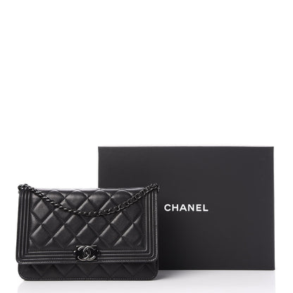 Chanel Calfskin Quilted Boy Wallet On Chain WOC Black 8 of 8