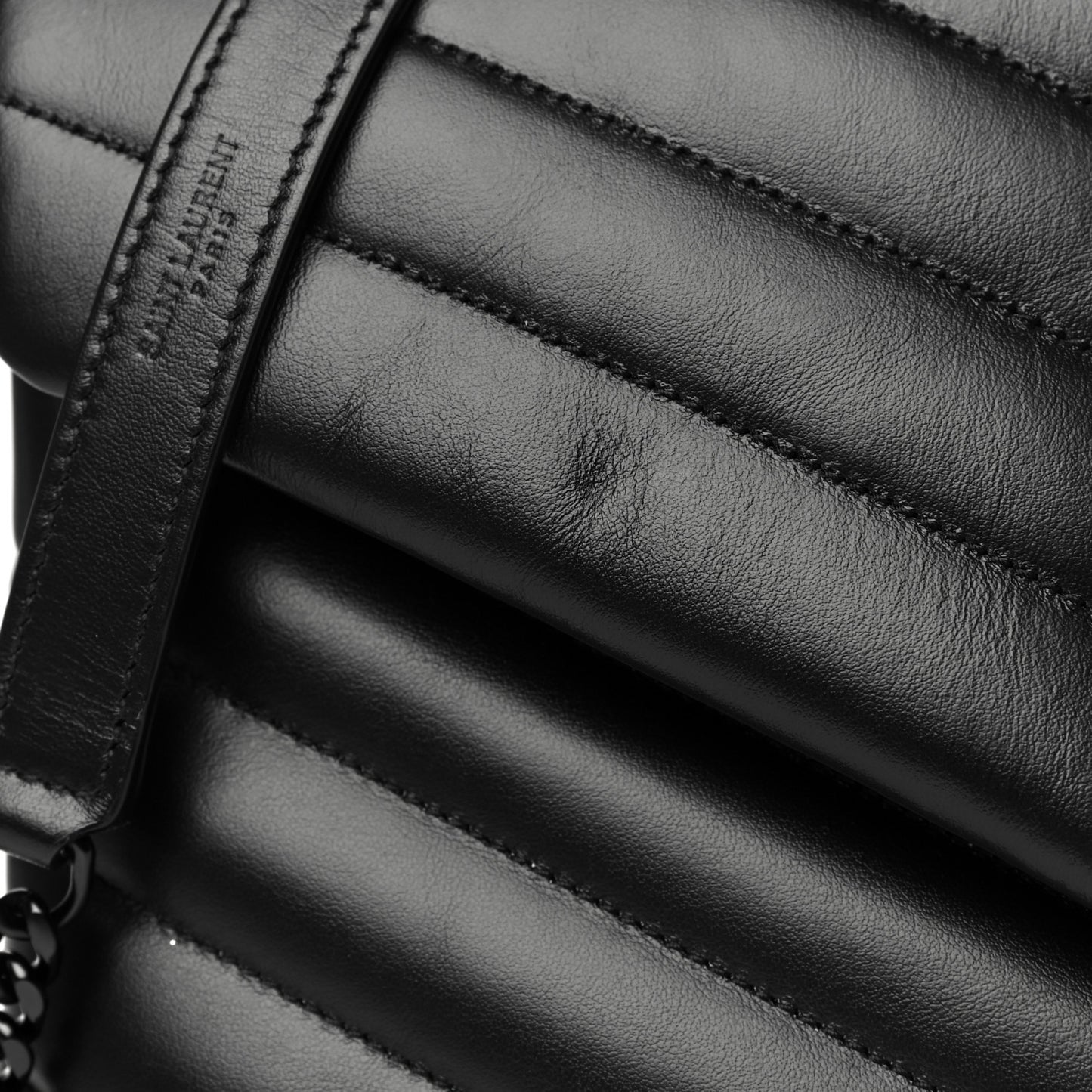 Calfskin Y Quilted Monogram Medium Loulou Chain Satchel Black