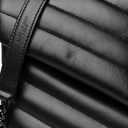 Saint Laurent Calfskin Y Quilted Monogram Medium Loulou Chain Satchel Black 12 of 13