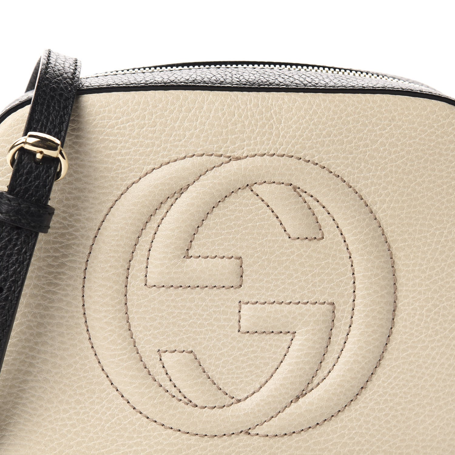 Gucci Dollar Calfskin Bi-Color Small Soho Disco Bag Mystic White Black 10 of 10