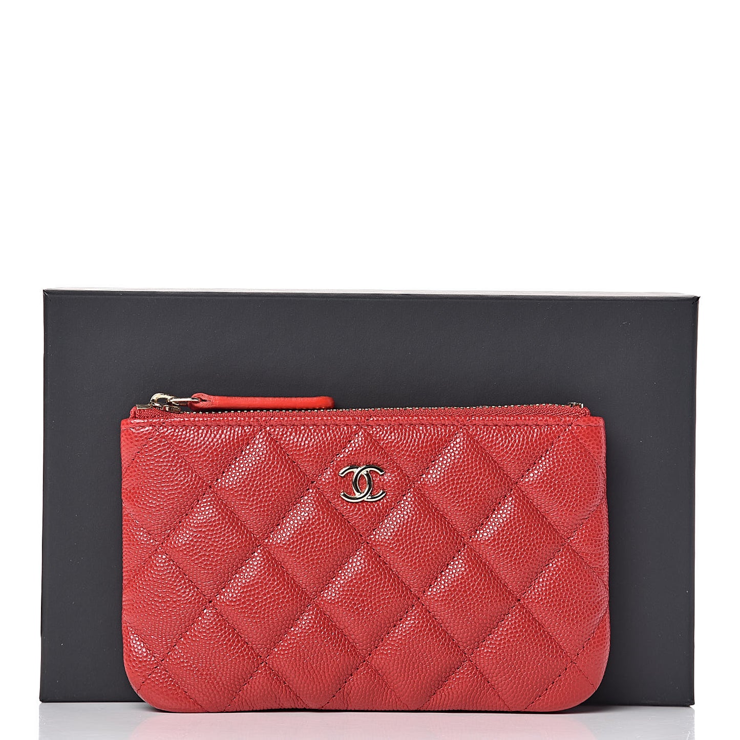 Caviar Quilted Small Cosmetic Case Red