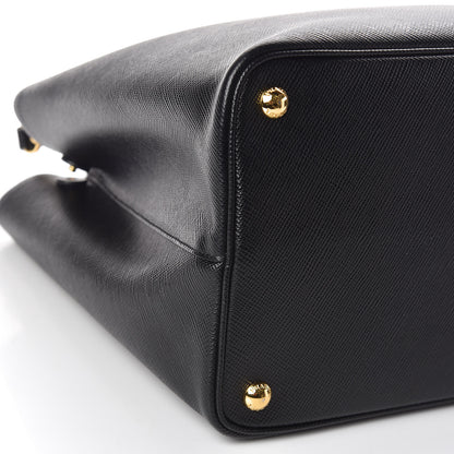 Prada Saffiano Cuir Large Double Bag Black Fuoco 9 of 12