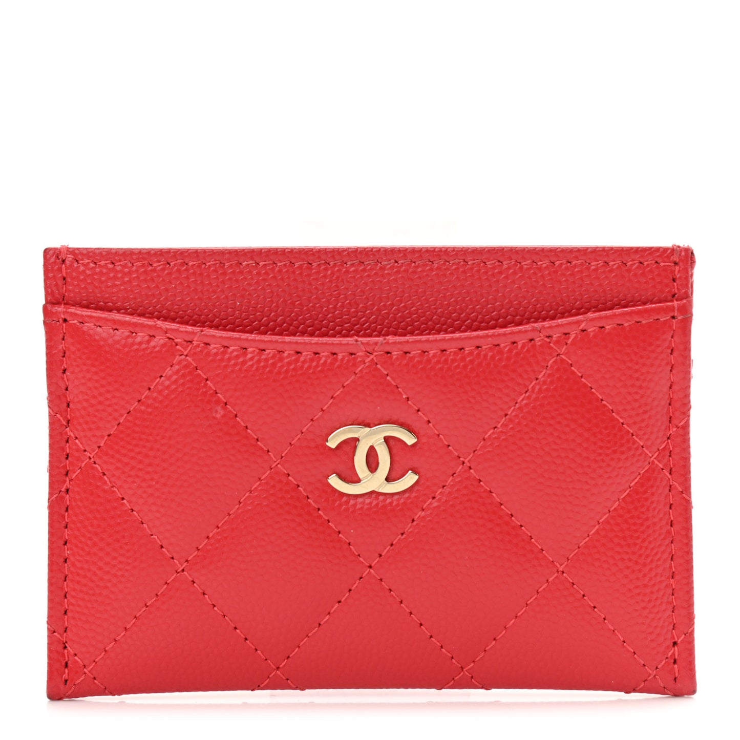 Caviar Quilted Card Holder Red