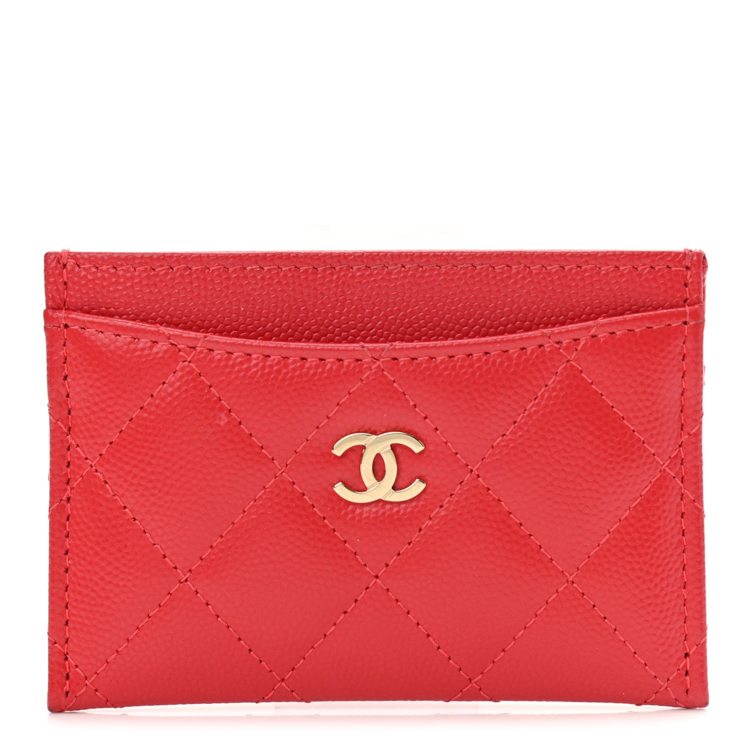 Chanel Caviar Quilted Card Holder Red 1 of 9
