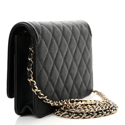 Chanel Caviar Quilted CC Filigree Wallet On Chain WOC Black 3 of 13
