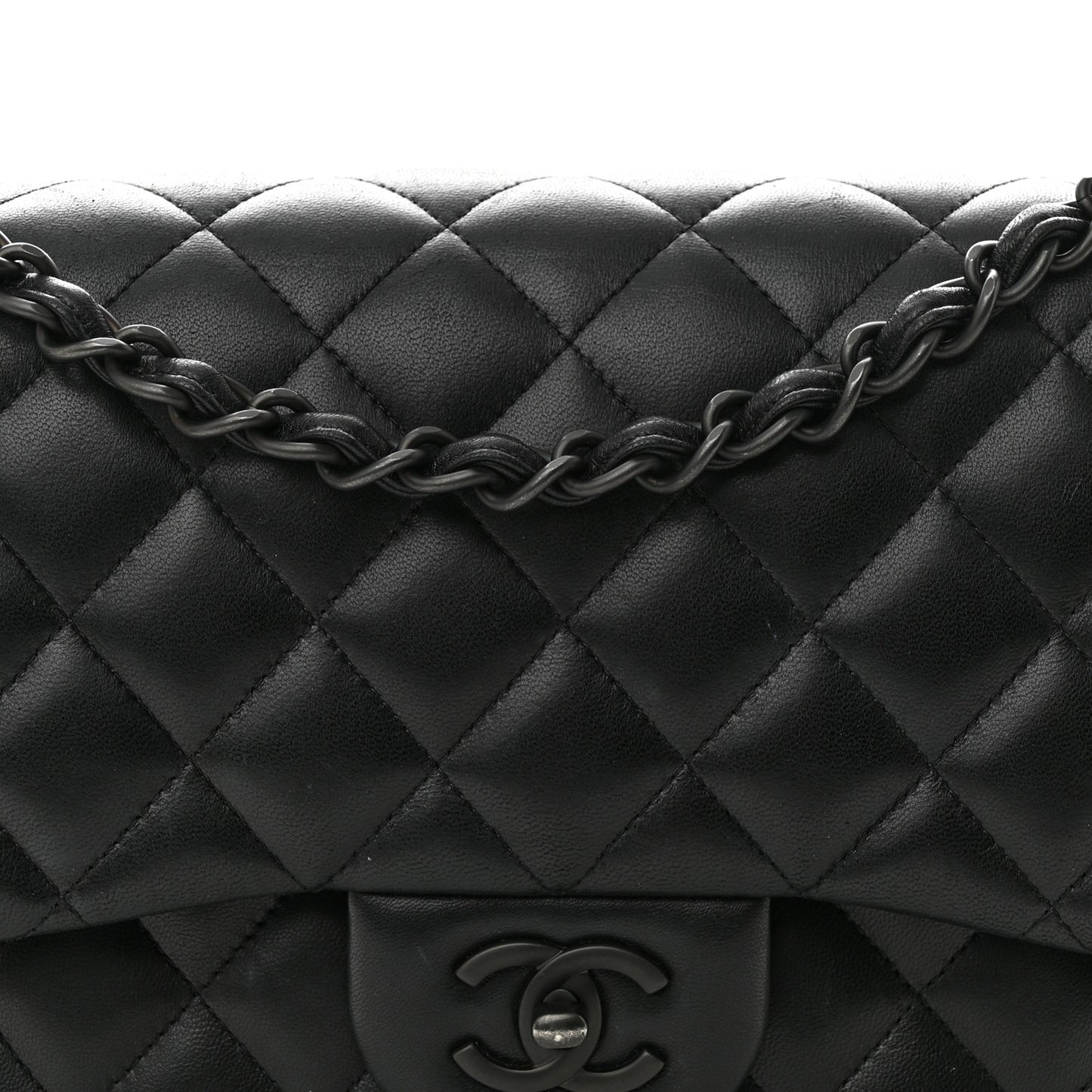 Lambskin Quilted Jumbo Double Flap So Black