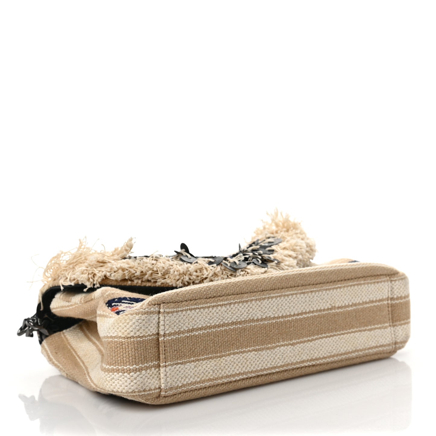 Berber Chevron Tassel Monogram Medium College Bag Black White