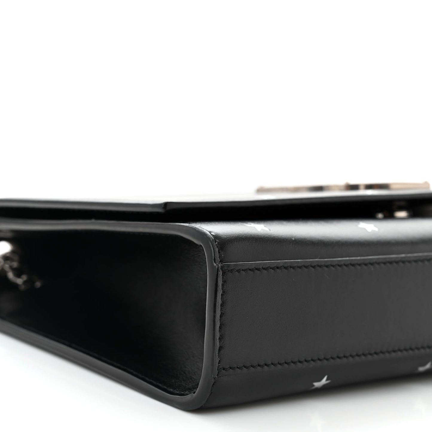 Calfskin Star Print Medium Monogram Kate Satchel Black