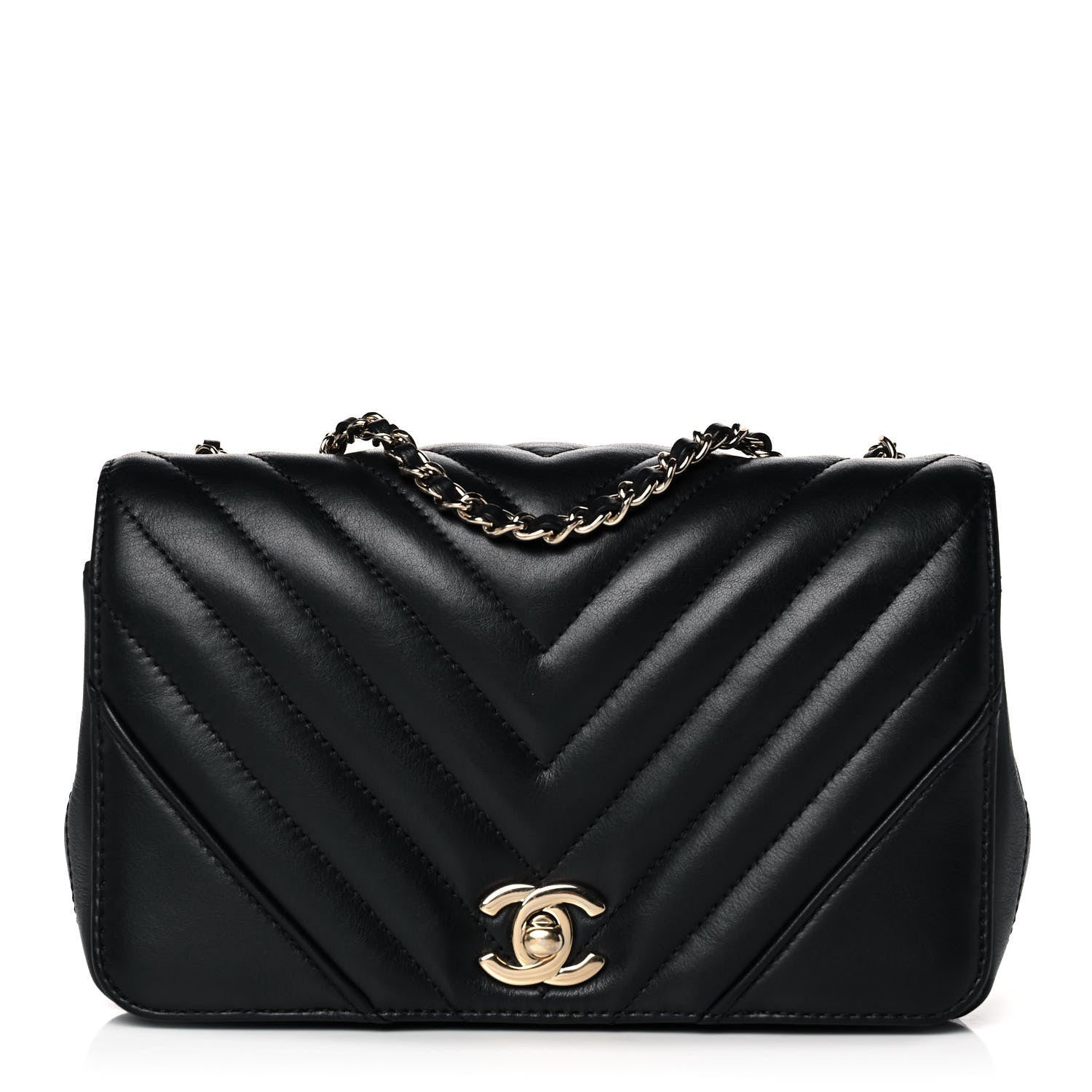 Chanel Calfskin Chevron Quilted Medium Statement Flap Black 1 of 16