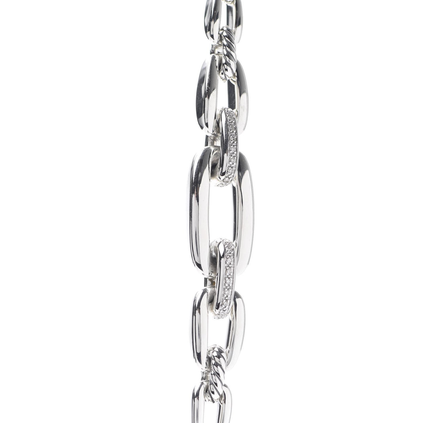 Sterling Silver Diamond Wellesley Long Chain Link Necklace