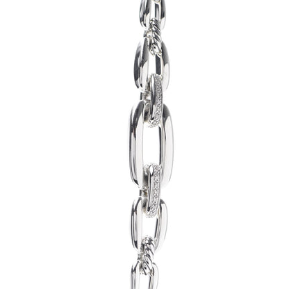 David Yurman Sterling Silver Diamond Wellesley Long Chain Link Necklace 4 of 5
