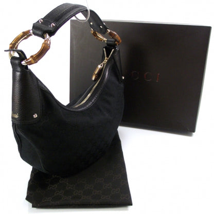 Gucci Canvas Monogram Bamboo Hobo 3 of 11