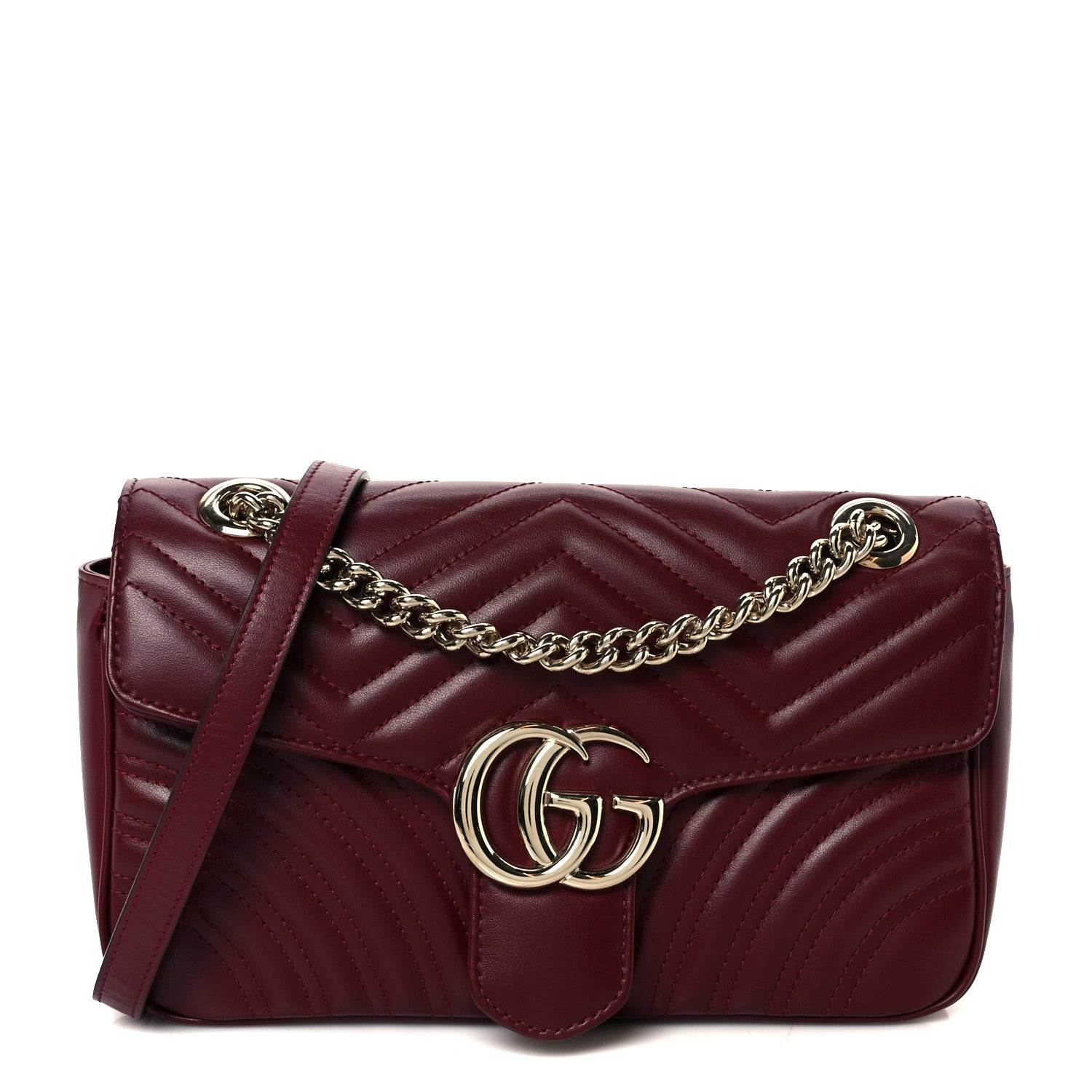 Gucci Calfskin Matelasse Small GG Marmont Shoulder Bag Rosso Ancora Red 1 of 11
