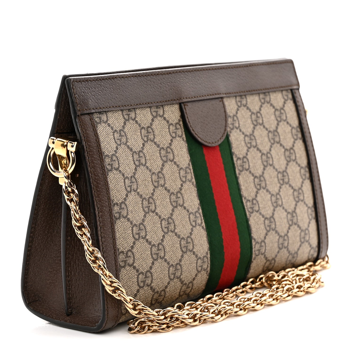 Gucci GG Supreme Monogram Web Small Ophidia Chain Shoulder Bag Brown 3 of 15