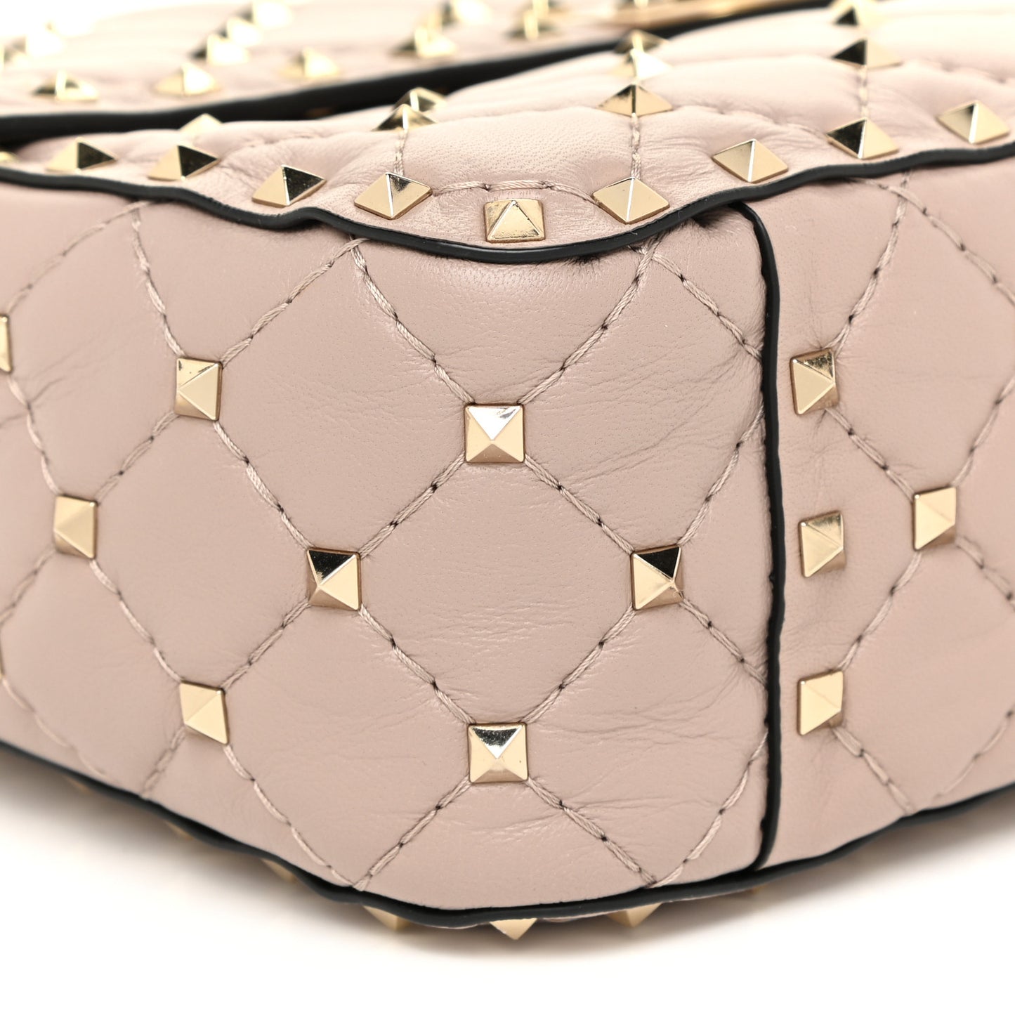 Lambskin Medium Rockstud Spike Shoulder Bag Poudre